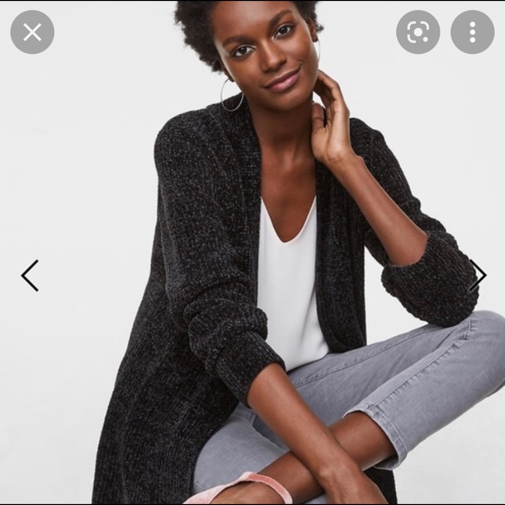 LOFT - black chenille open cardigan - Size M